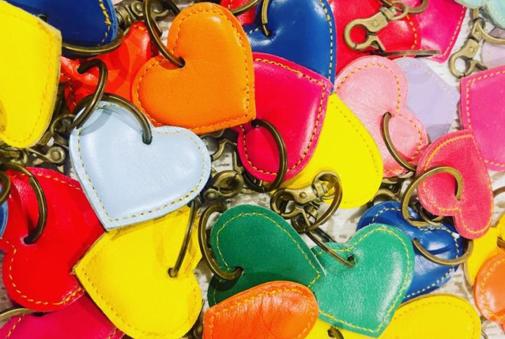 Multicolour key chain Kosa leather